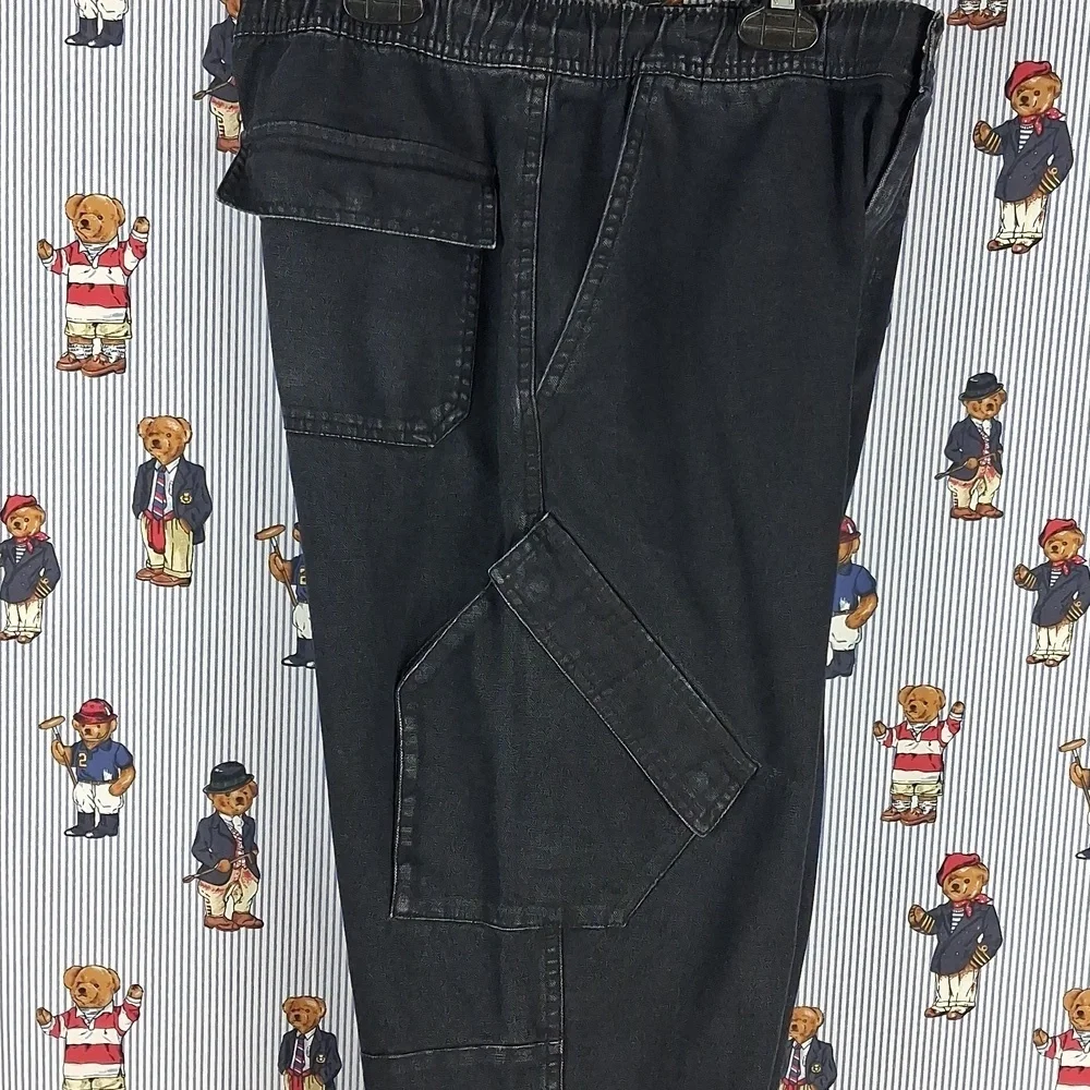 Jordan Brand Chicago Flat Front Drawstring & Button Cargo Black Fade Pants SZ Sm
